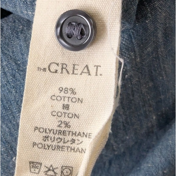 THE GREAT. Denim Button Front Midi Dress Sz 4 - Picture 8 of 8